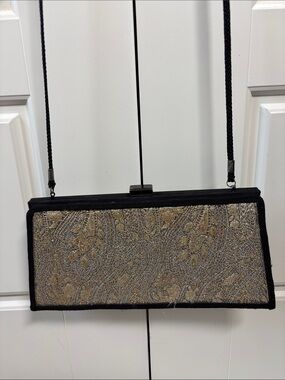 Moo Roo Rare Vintage 2001 Signed Moo Roo Black Clutch with Beaded Paisley Front